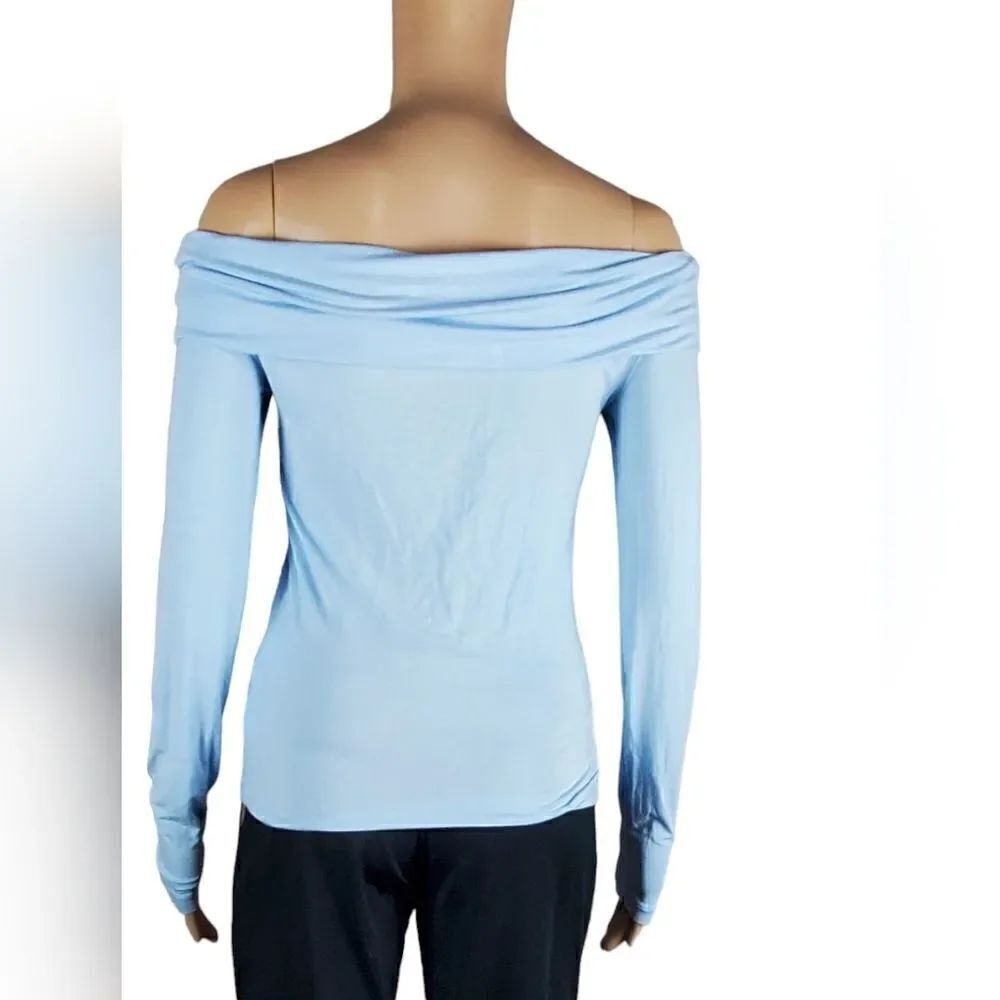 J.Crew Blue Off Shoulder Knit Top - Picture 2 of 6